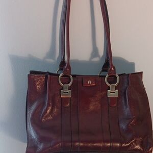 Chic Burgundy Leather Tote Bag